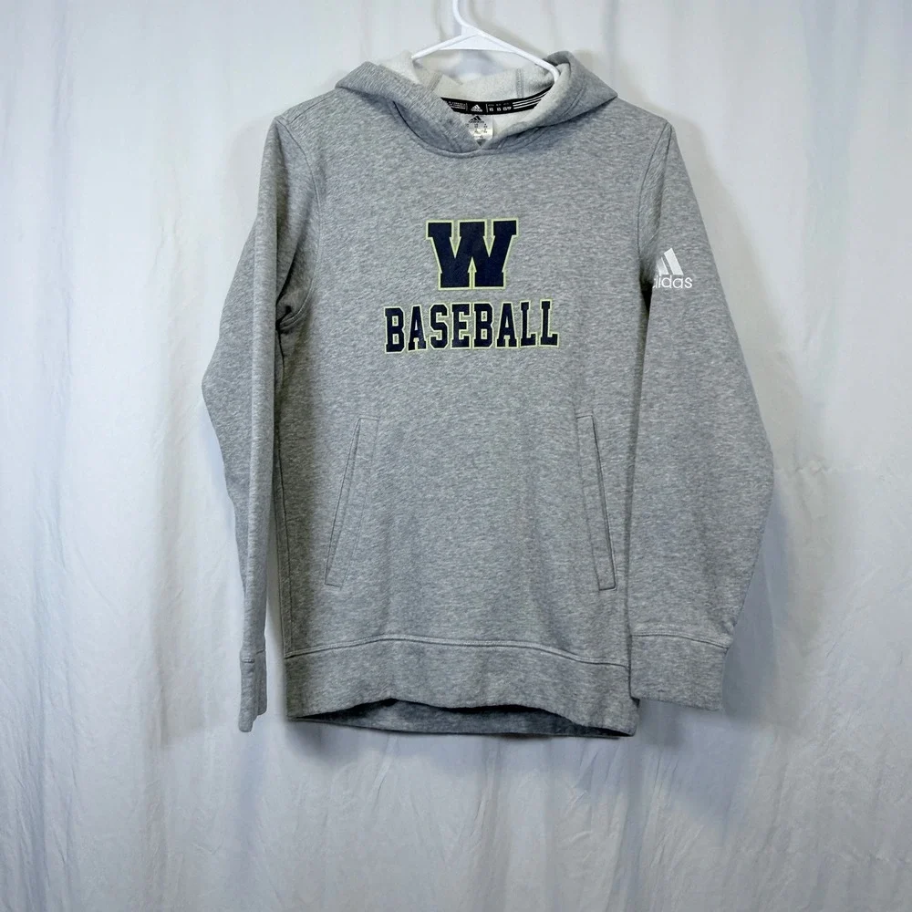 Adidas Hoodie W‎ Baseball Graphic Gray Heathered Logo XS